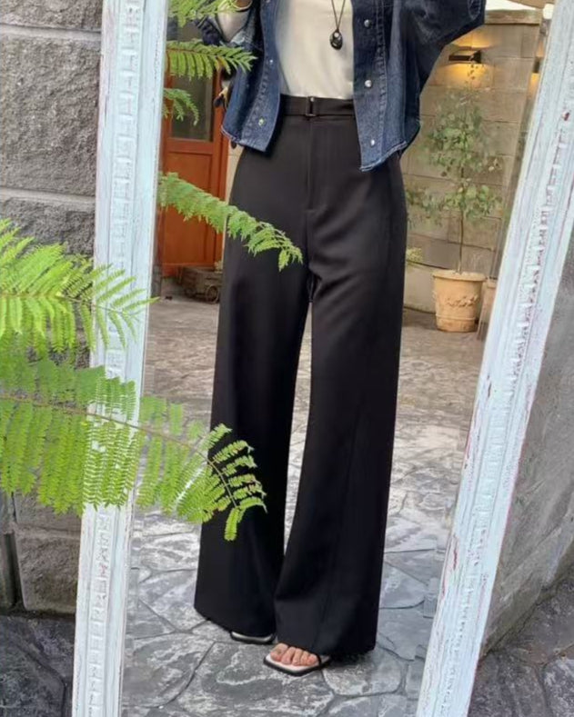 (Premium) Wide-Leg Belt Set Pants