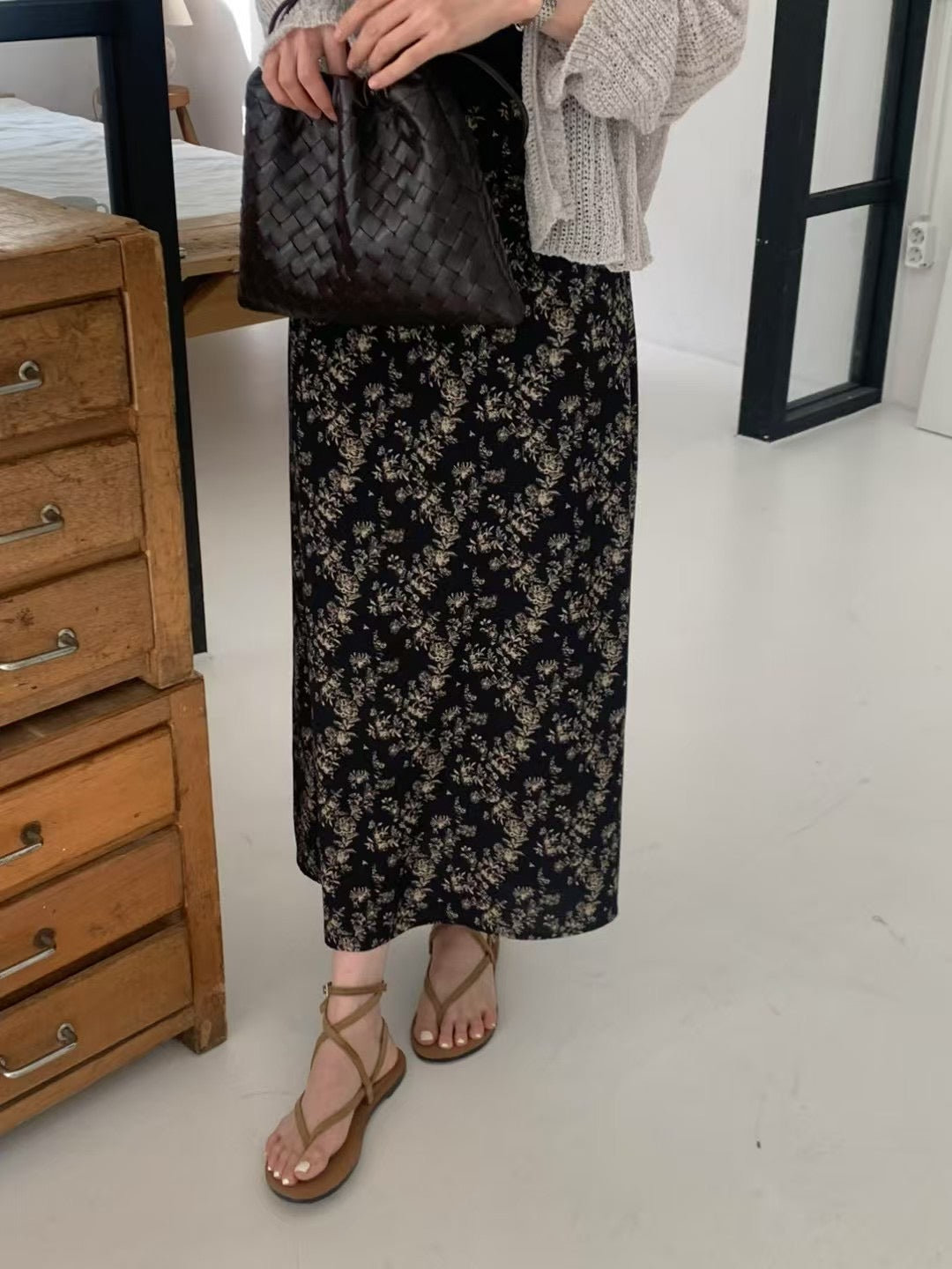 (Premium) Floral Pattern Chiffon Skirt