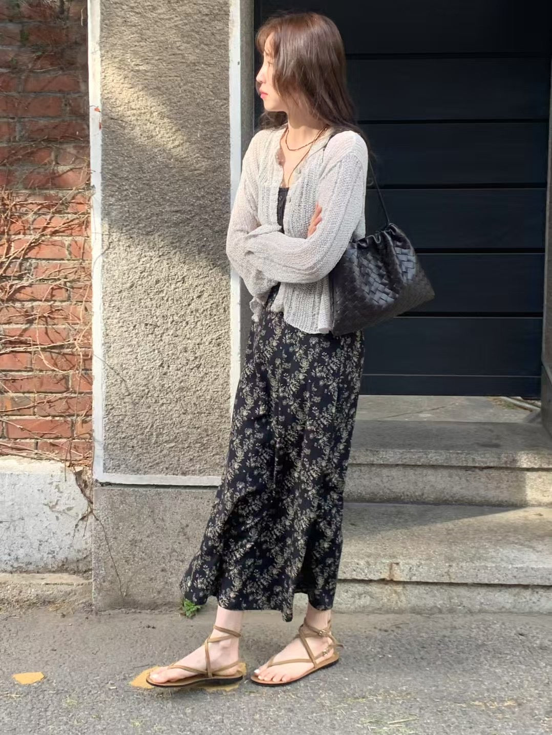 (Premium) Floral Pattern Chiffon Skirt
