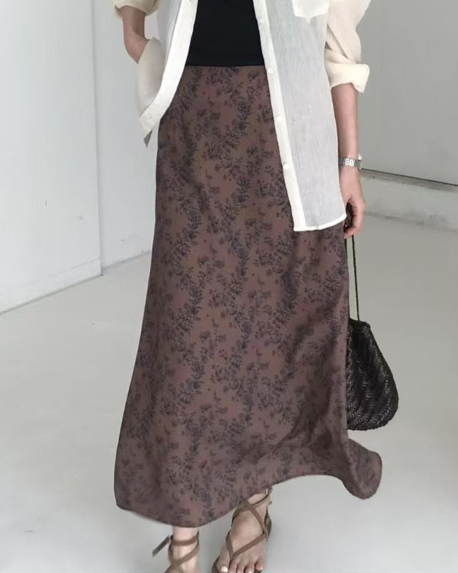 (Premium) Floral Pattern Chiffon Skirt