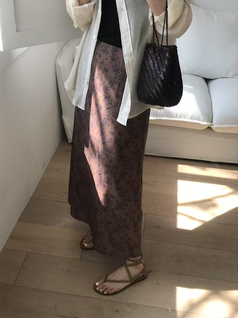 (Premium) Floral Pattern Chiffon Skirt