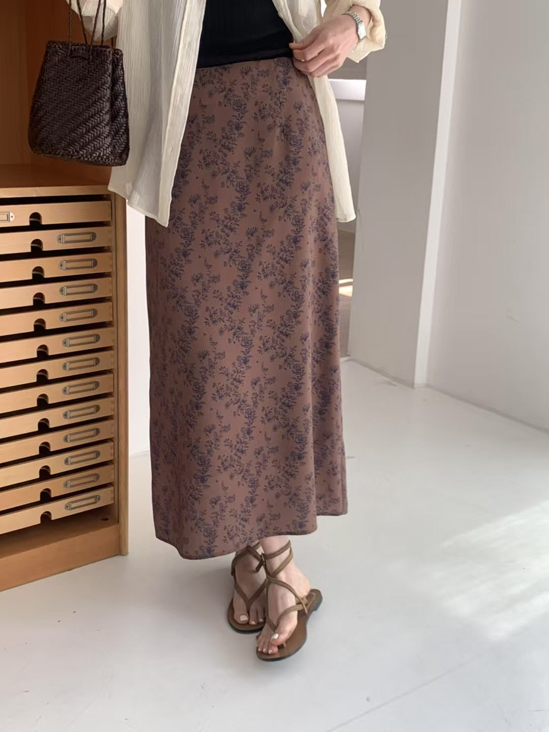 (Premium) Floral Pattern Chiffon Skirt