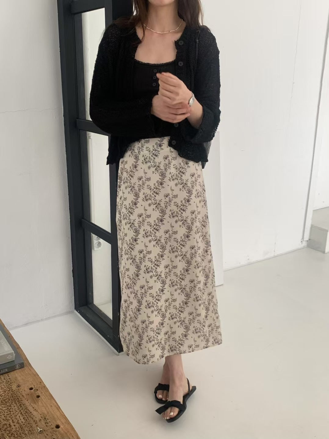 (Premium) Floral Pattern Chiffon Skirt