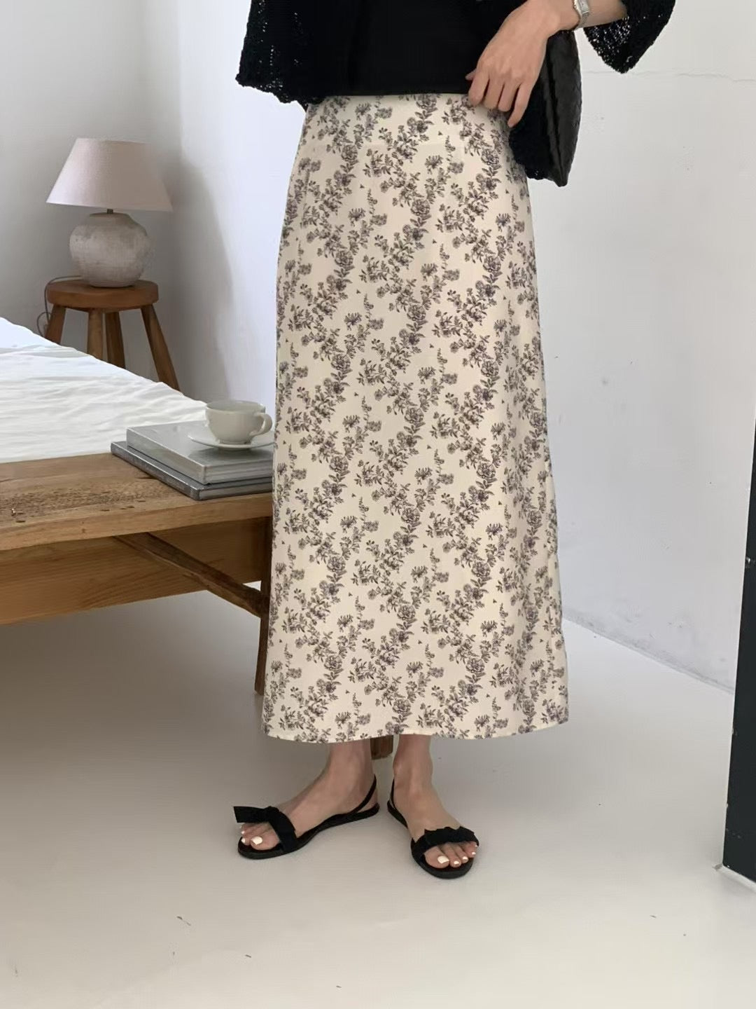 (Premium) Floral Pattern Chiffon Skirt
