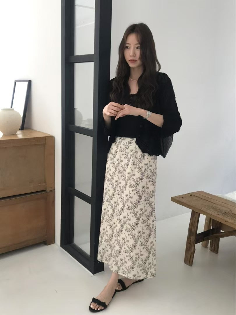 (Premium) Floral Pattern Chiffon Skirt