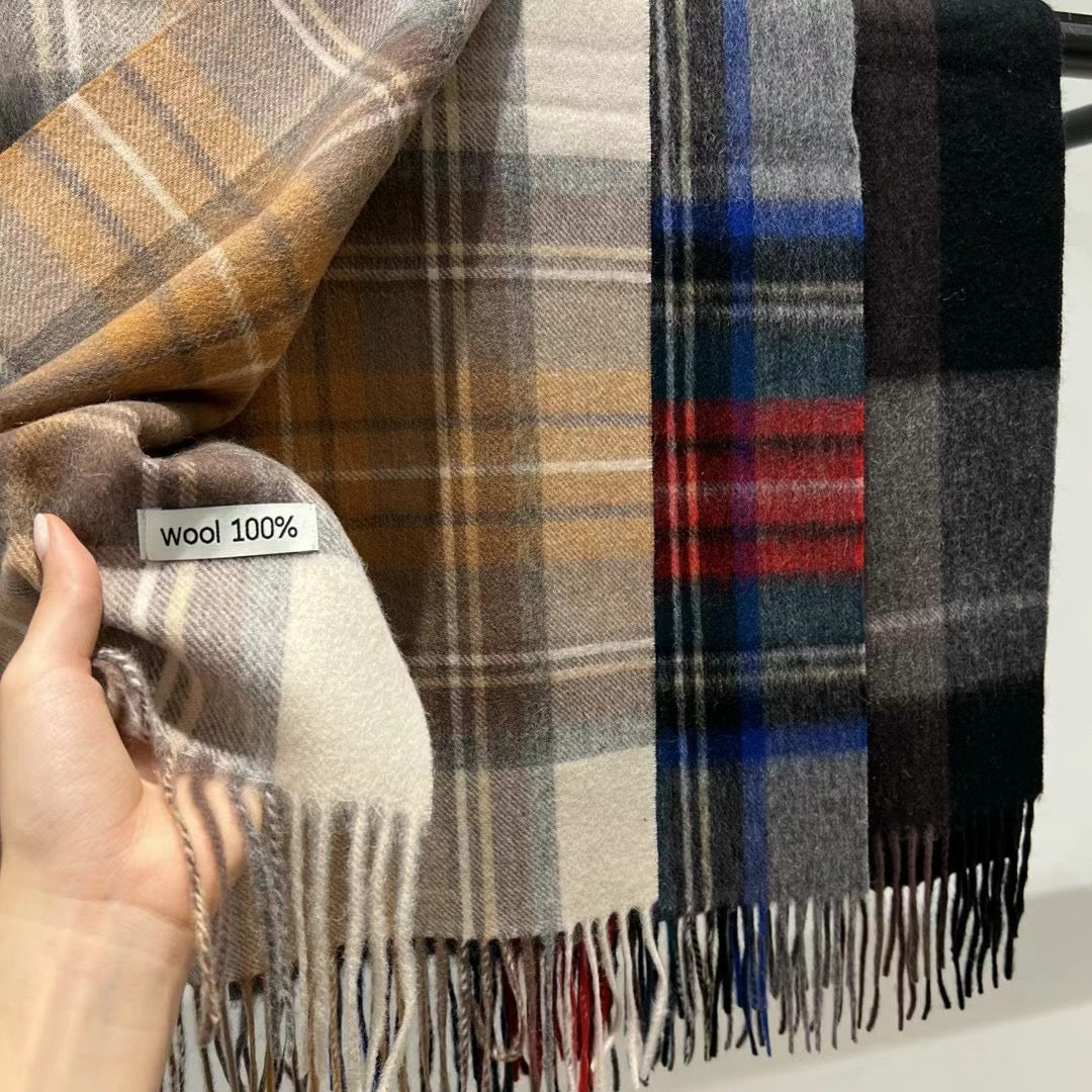 (Premium) 100% Wool - Chequered Scarf