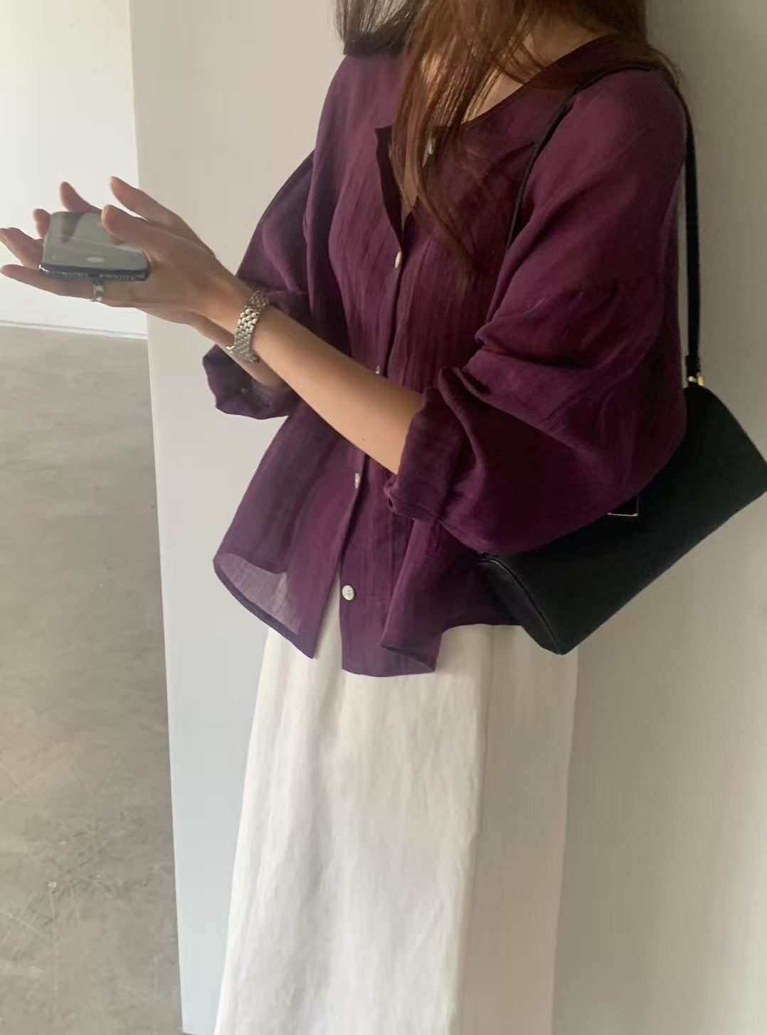 (Premium) Linen Open Blouse