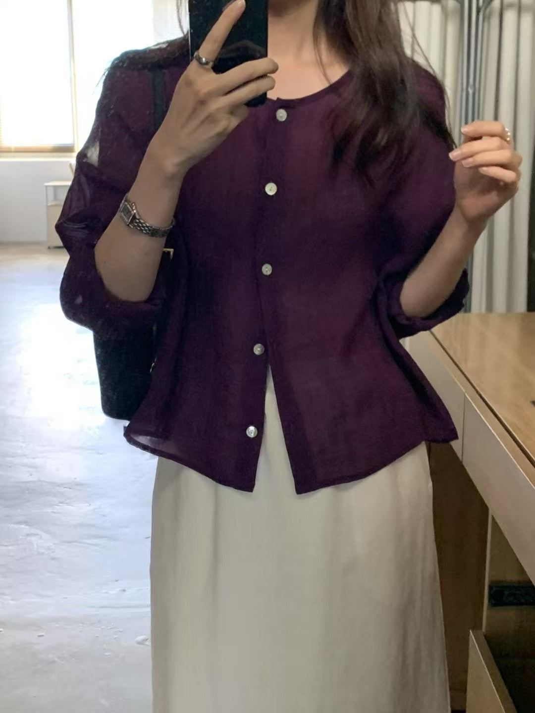 (Premium) Linen Open Blouse