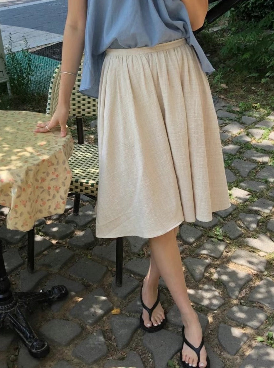 (Premium) Cotton Linen Semi-Circular Skirt