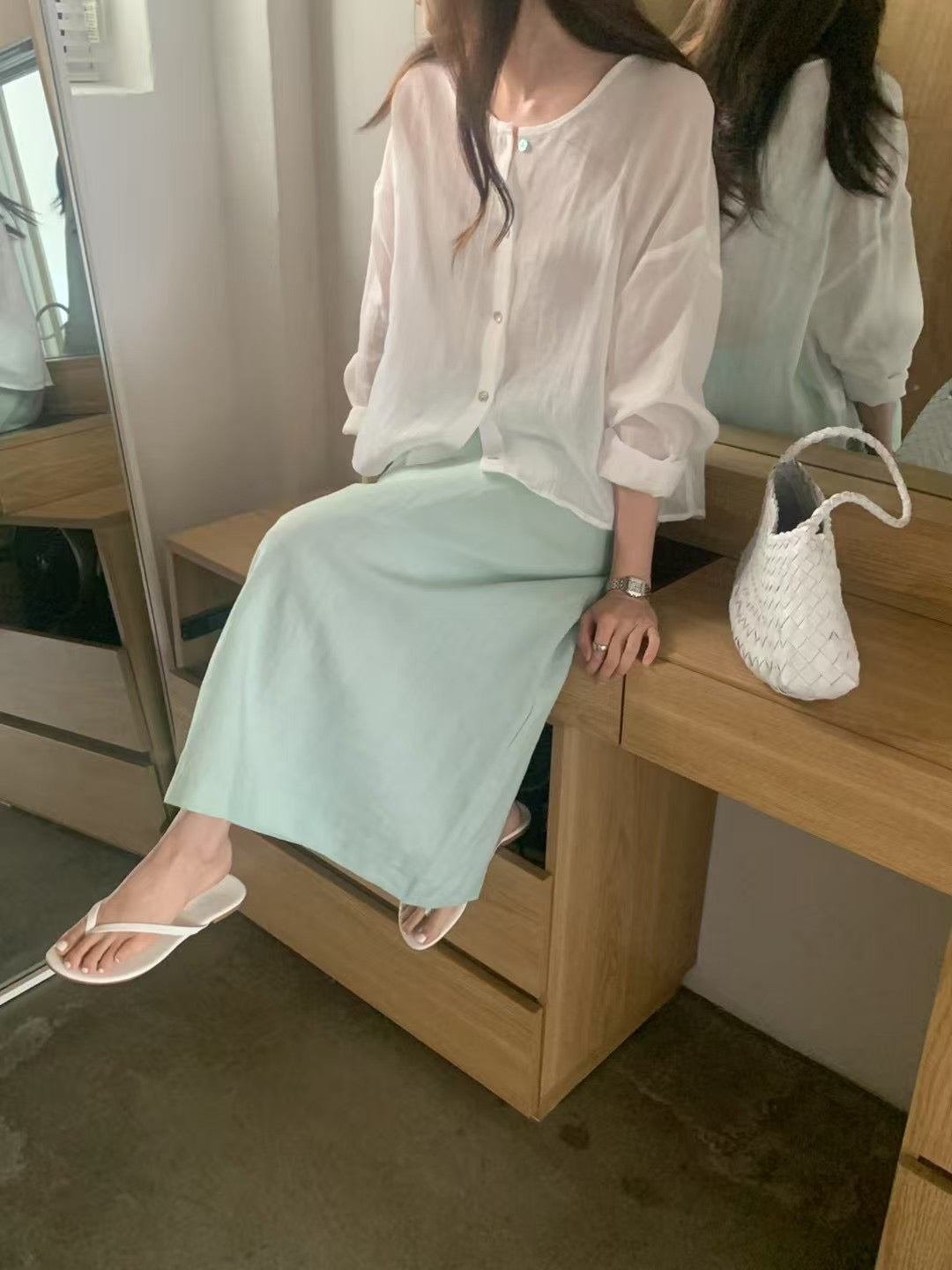(Premium) Linen Open Blouse