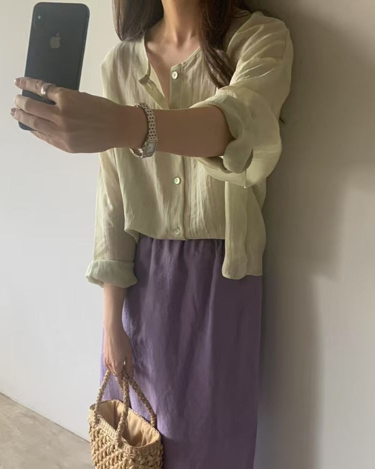 (Premium) Linen Open Blouse