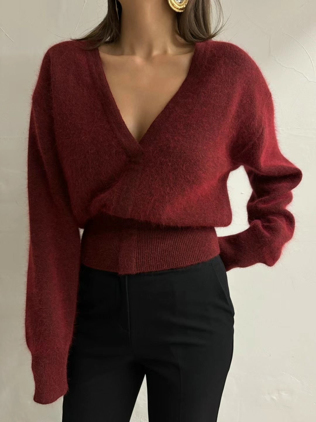 (Premium)  Tied-Neck 2-Ways Sweater