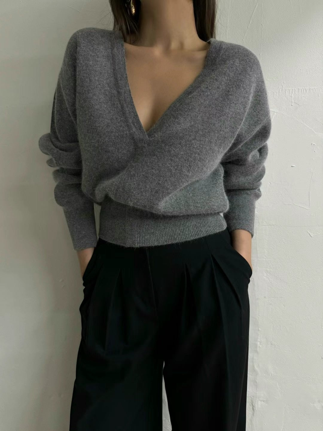 (Premium)  Tied-Neck 2-Ways Sweater