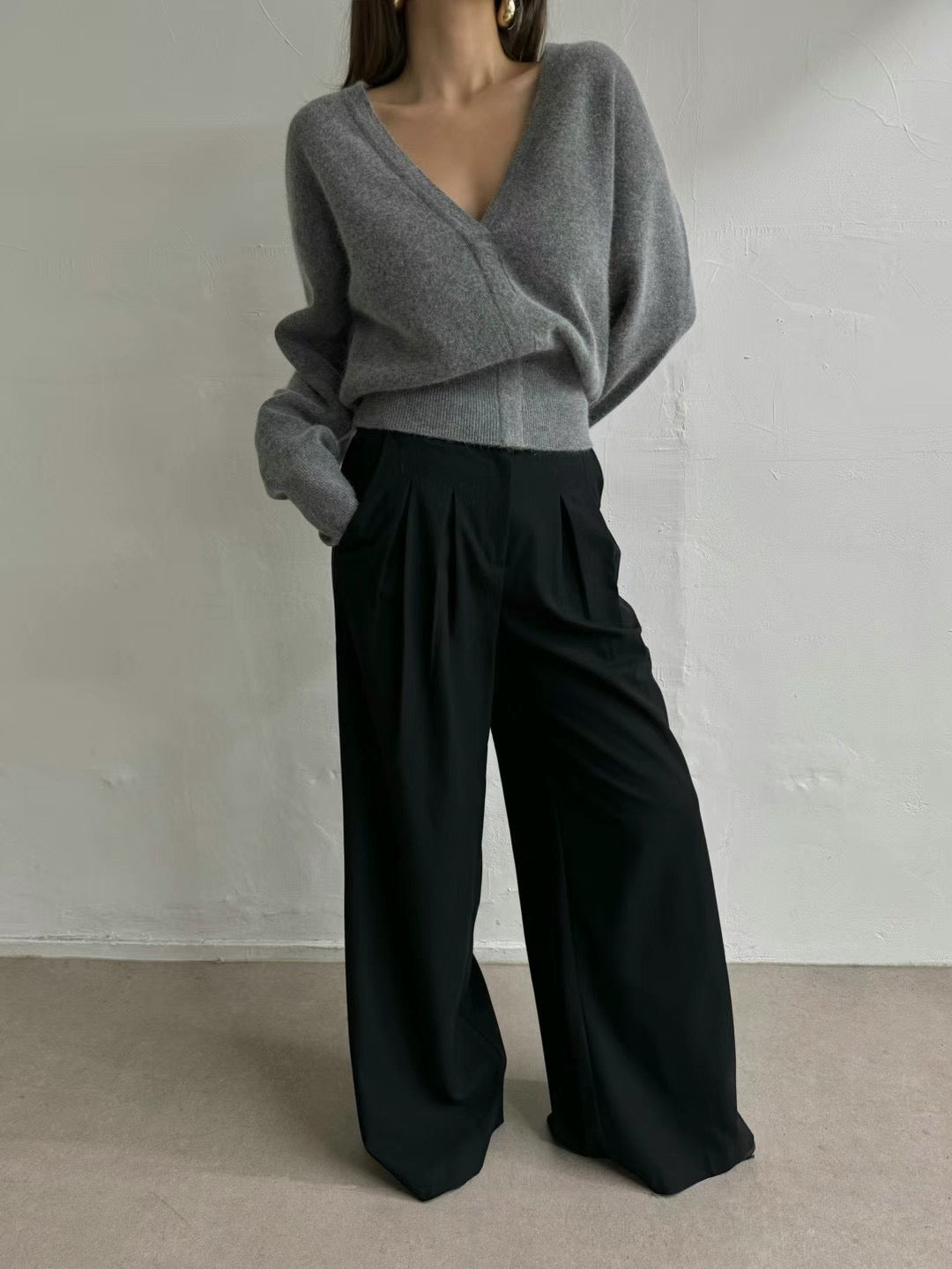 (Premium)  Tied-Neck 2-Ways Sweater