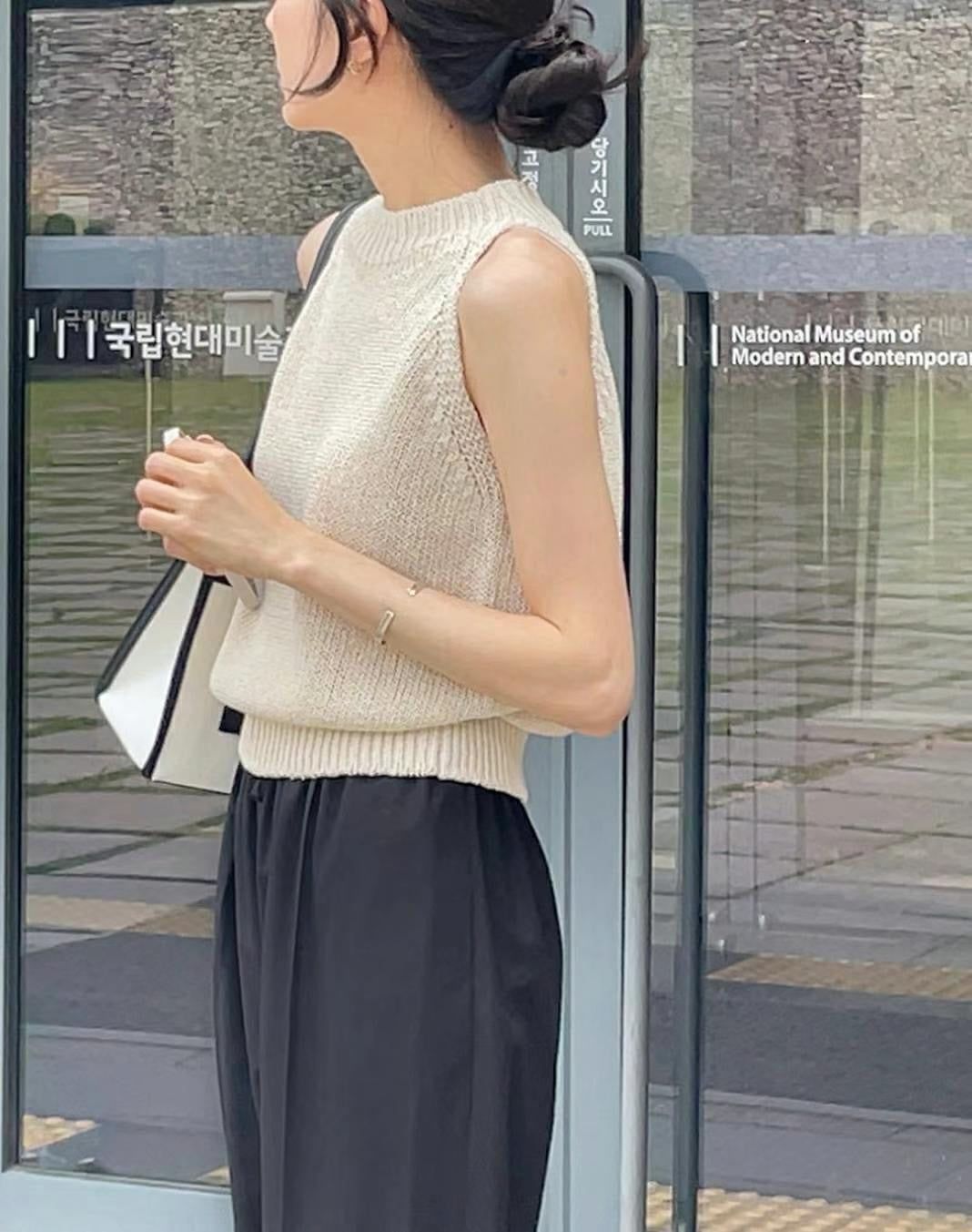 (Premium) Halter Neck Knit Vest