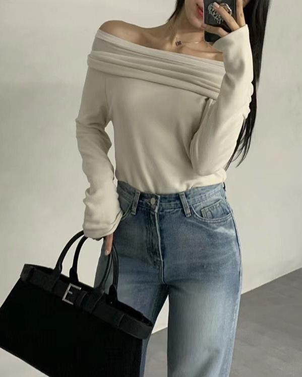 (Premium) Off Shoulder See Through Layers Tee