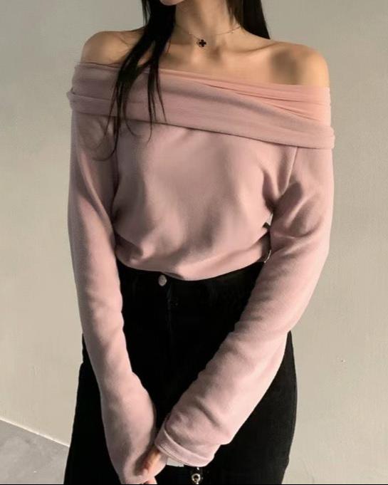 (Premium) Off Shoulder See Through Layers Tee