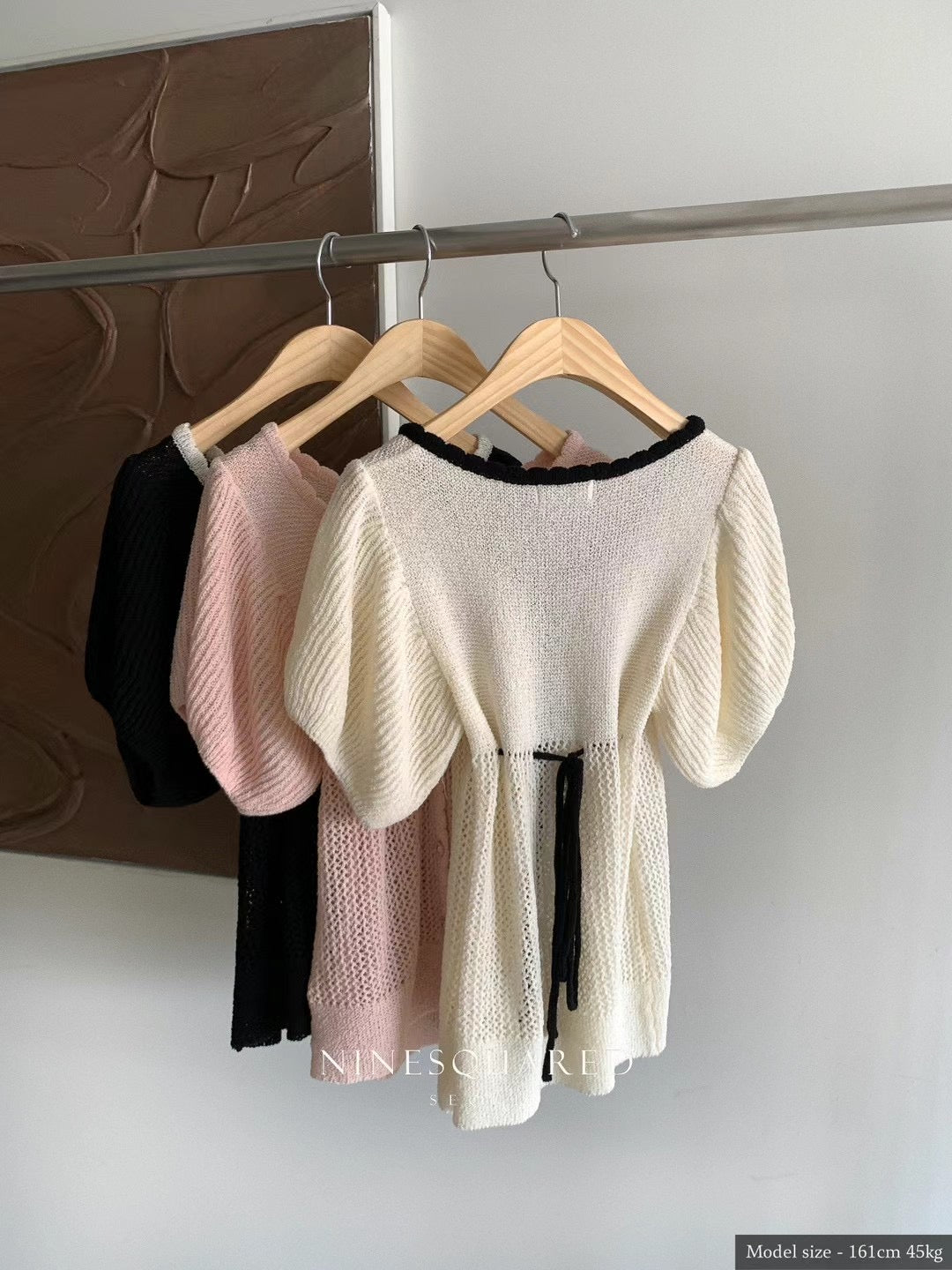 (Premium) Ninesquared - Puff Sleeves Knit Top