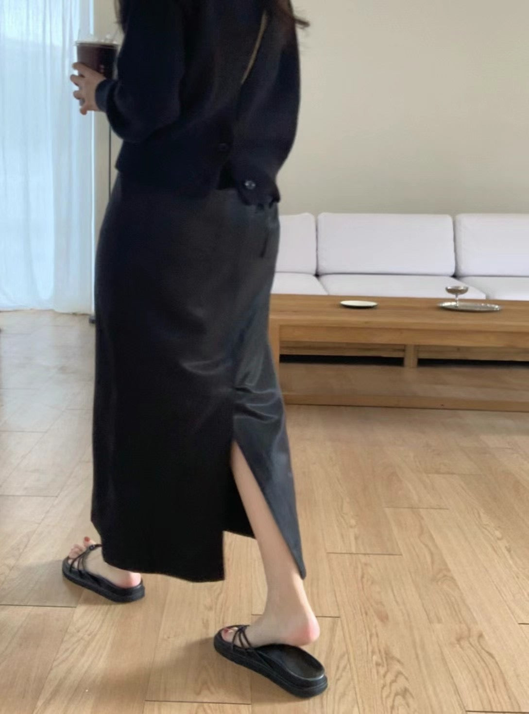 (Premium) Glossy Pencil Skirt
