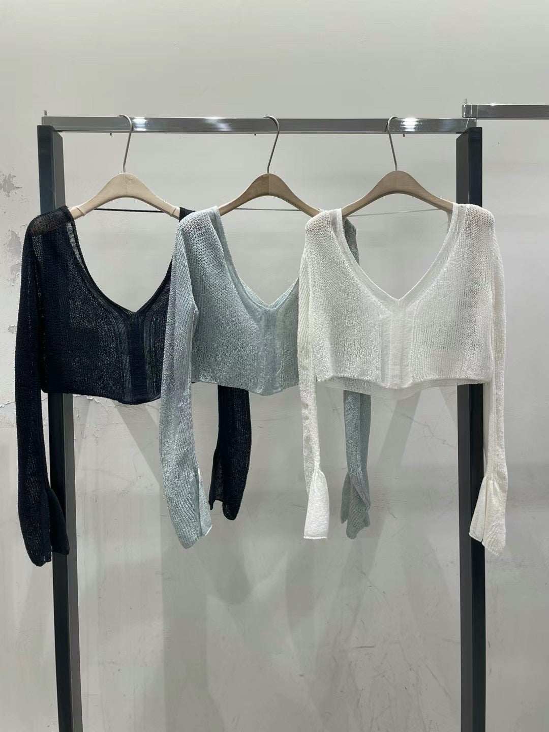 (Premium) Halter Neck See Though Knit Set