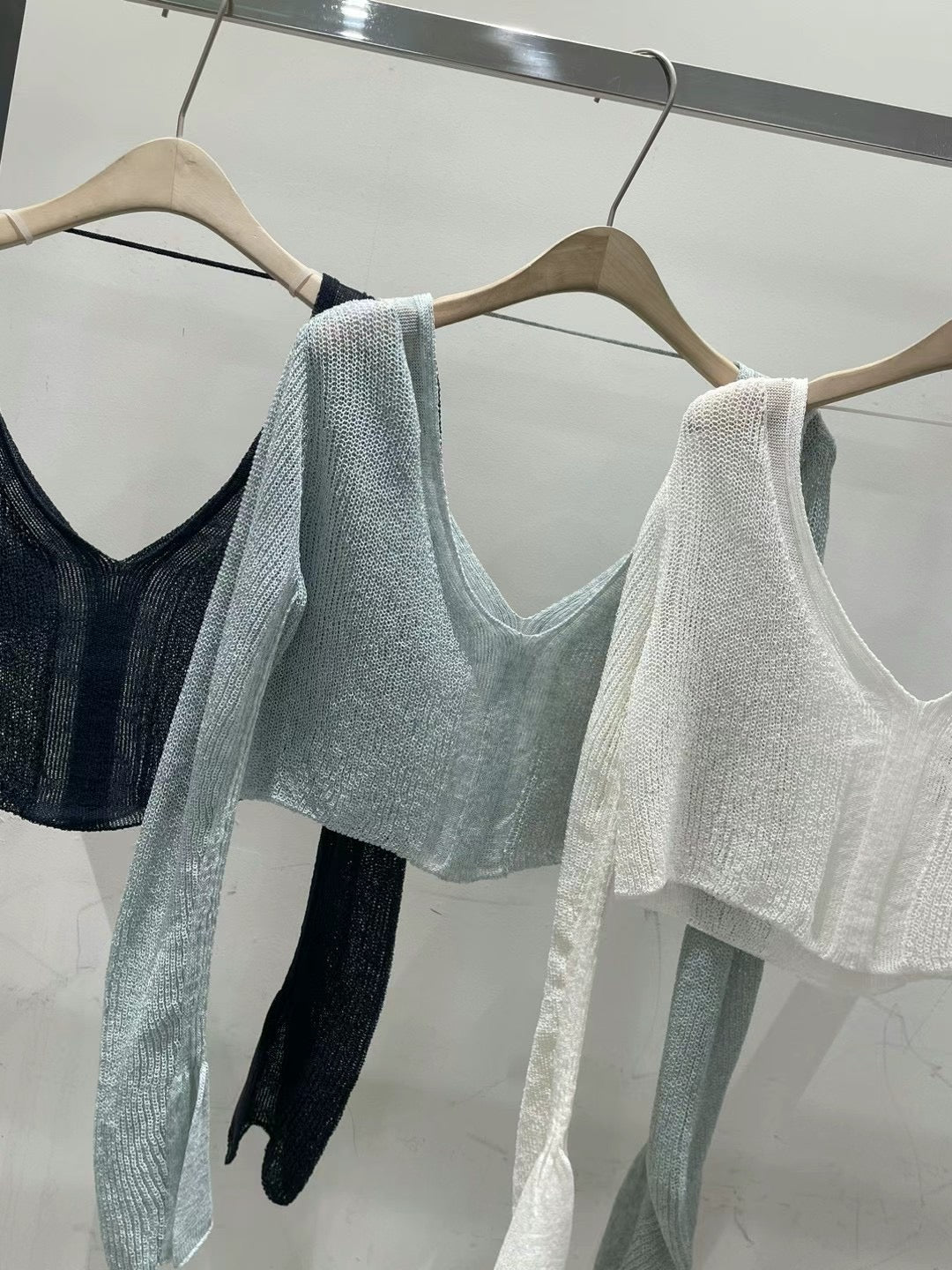 (Premium) Halter Neck See Though Knit Set