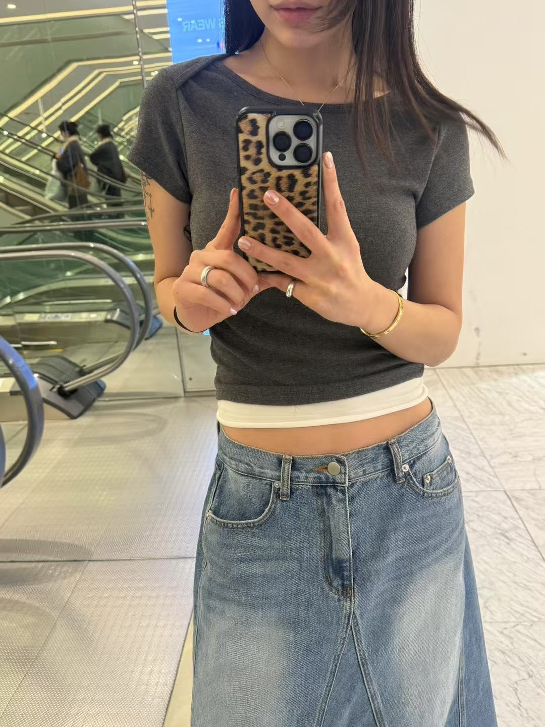 (Premium) Layers Shoulder Crop Tee