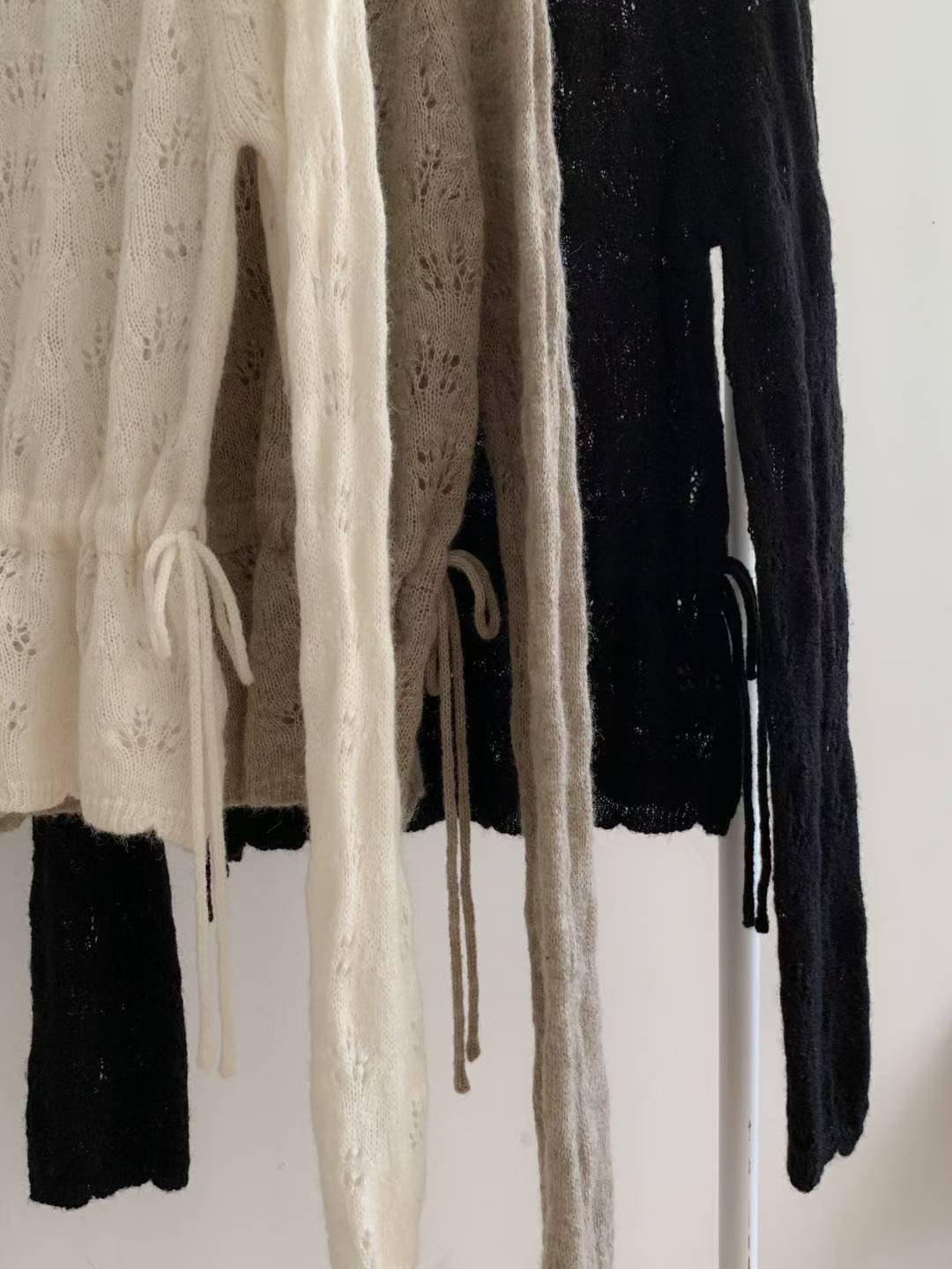Tied Waist Crochet Sweater