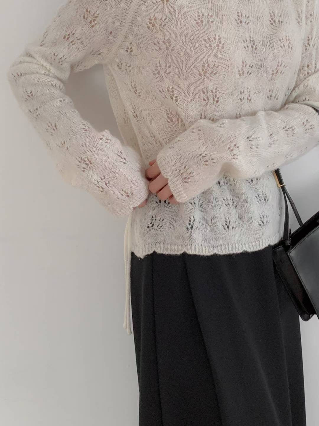 Tied Waist Crochet Sweater