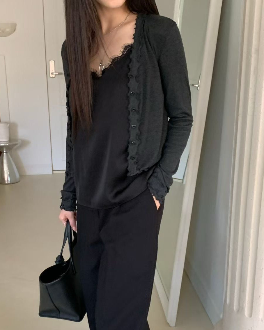 (Premium) Ruffles Tee Cardigan