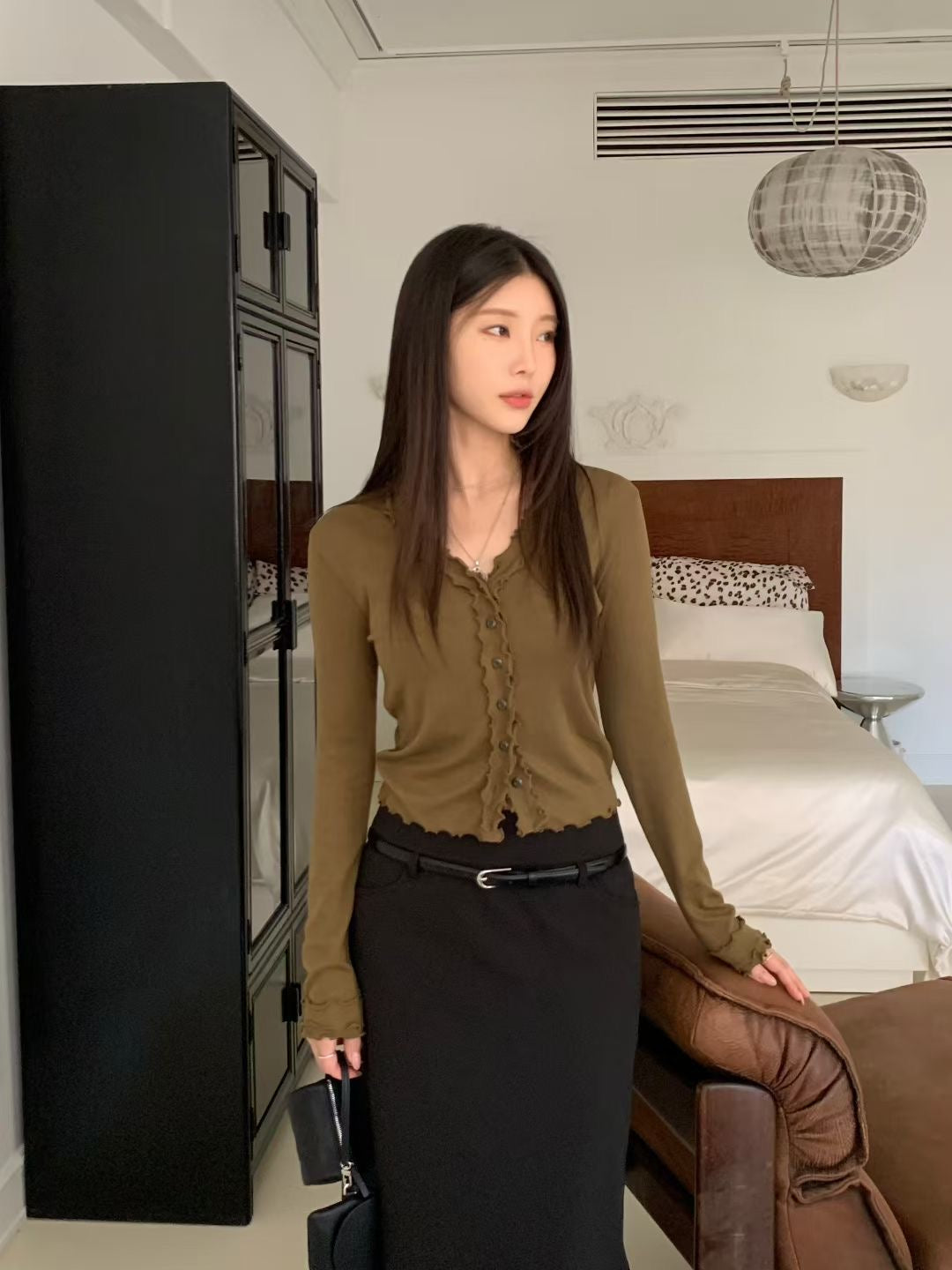 (Premium) Ruffles Tee Cardigan