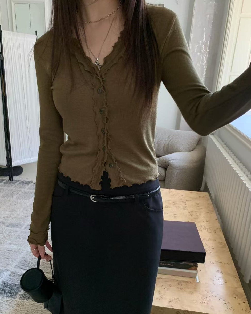 (Premium) Ruffles Tee Cardigan