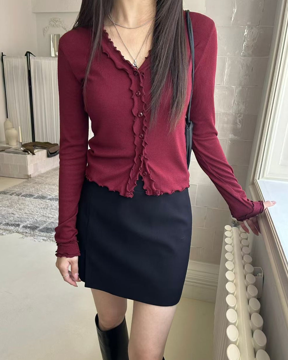 (Premium) Ruffles Tee Cardigan