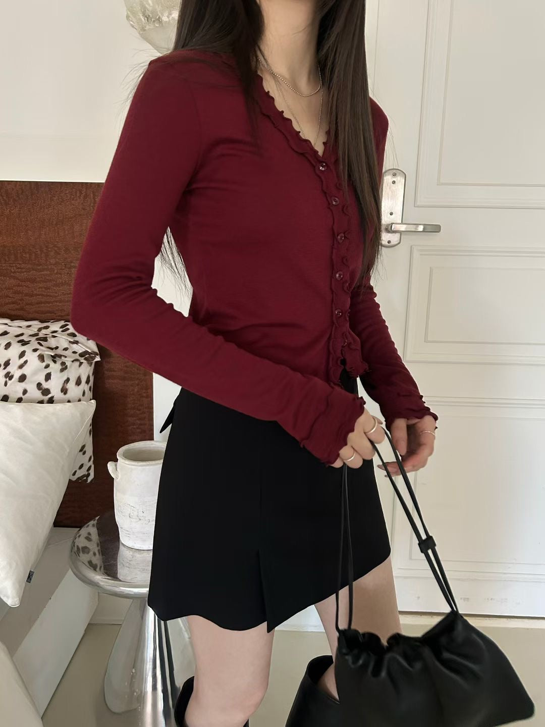 (Premium) Ruffles Tee Cardigan