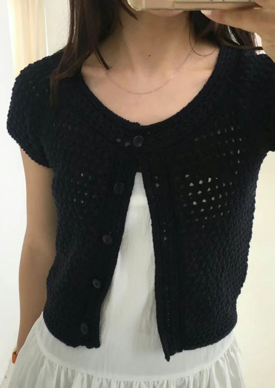 (Premium) Crochet 2-Ways Open Knit Blouse