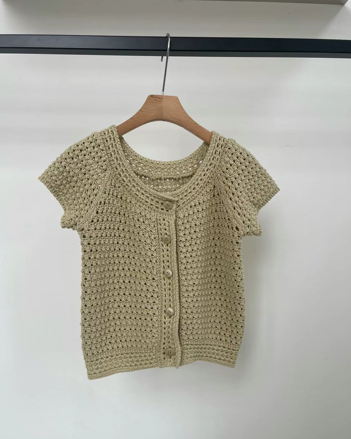 (Premium) Crochet 2-Ways Open Knit Blouse