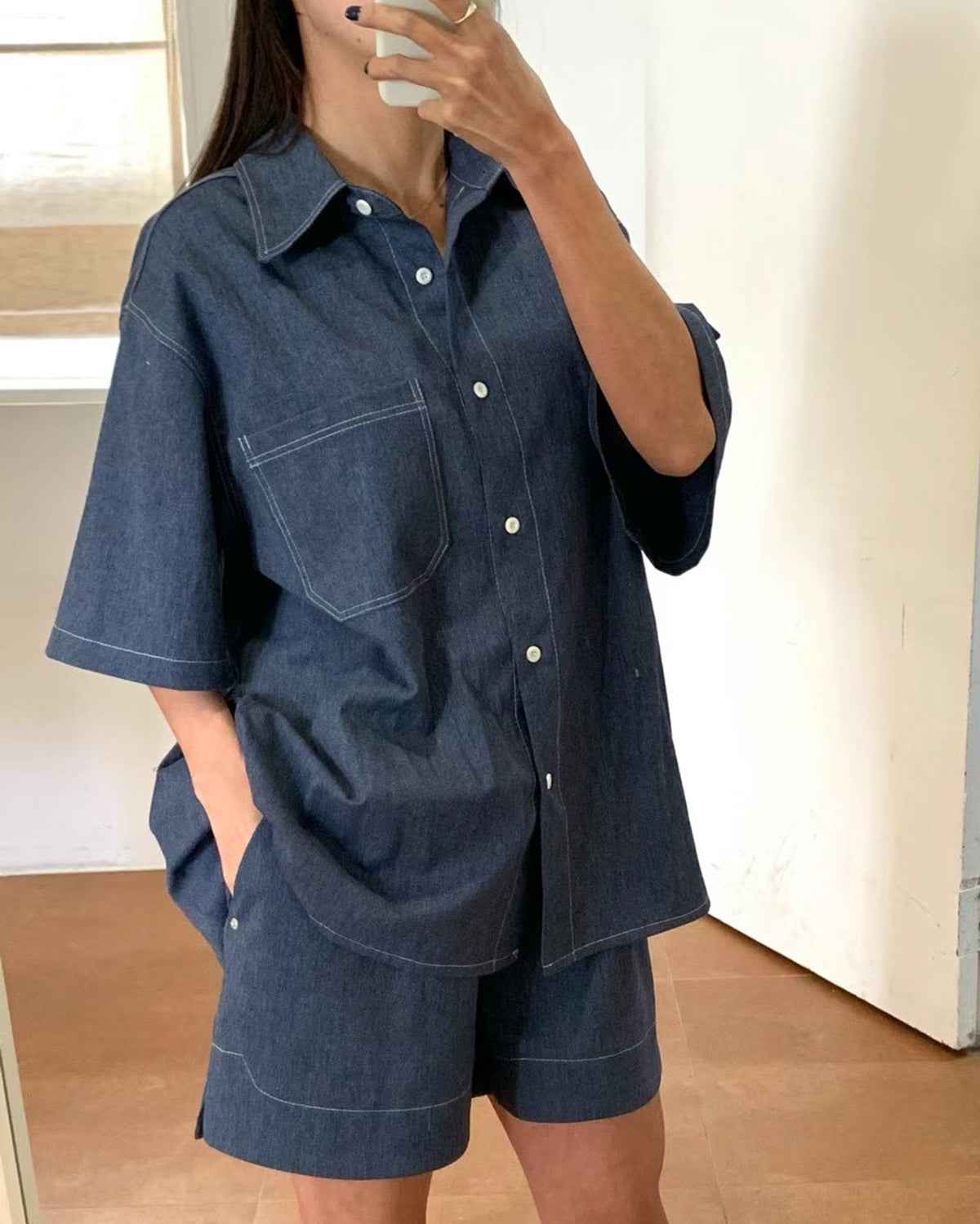 (Premium) Summer Light Linen Denim Set