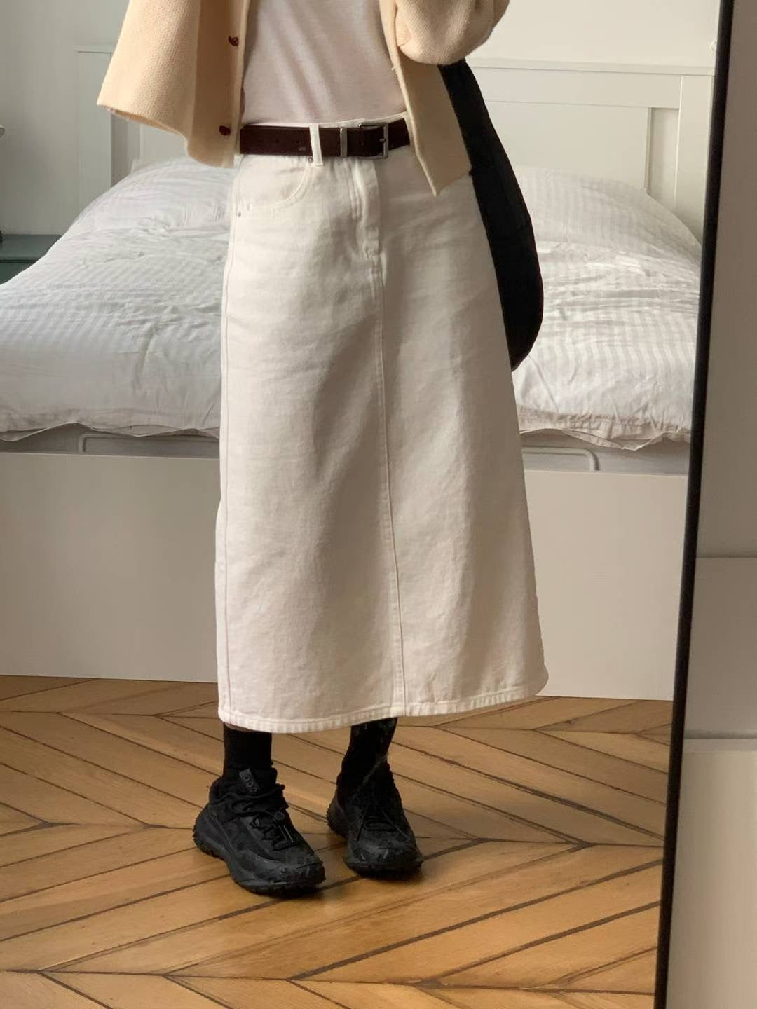 (Premium) Denim A-Line Skirt
