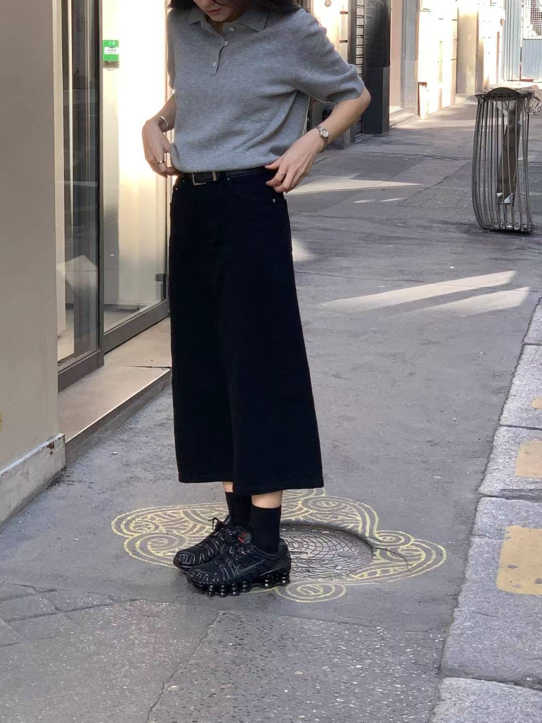 (Premium) Denim A-Line Skirt