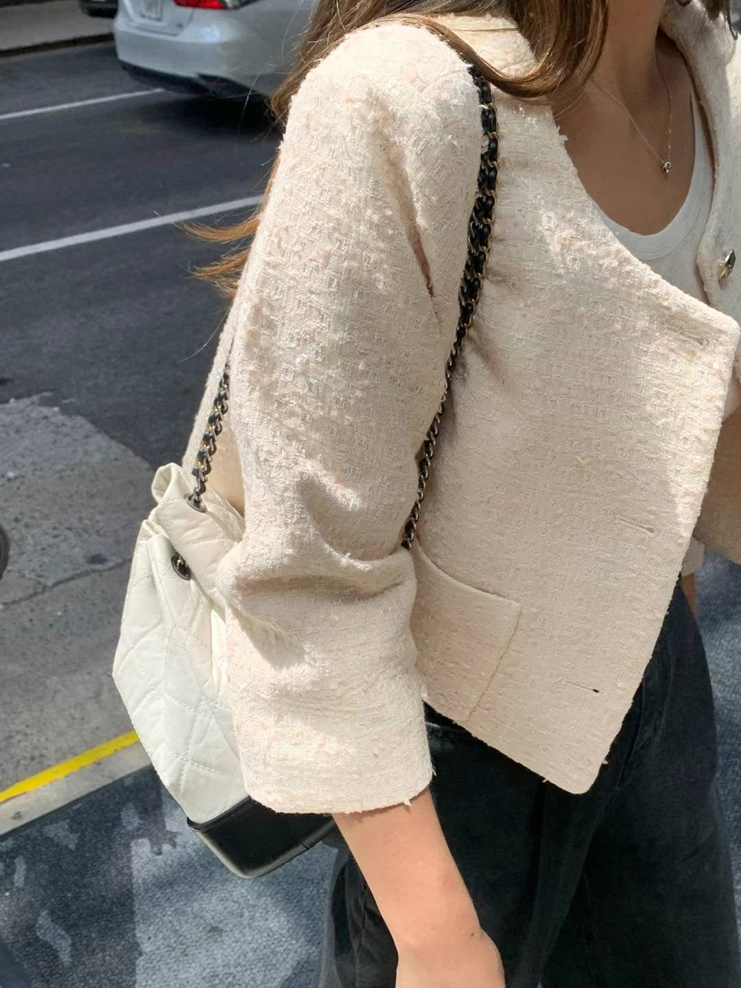 (Premium) Cropped Tweed Mini Jacket