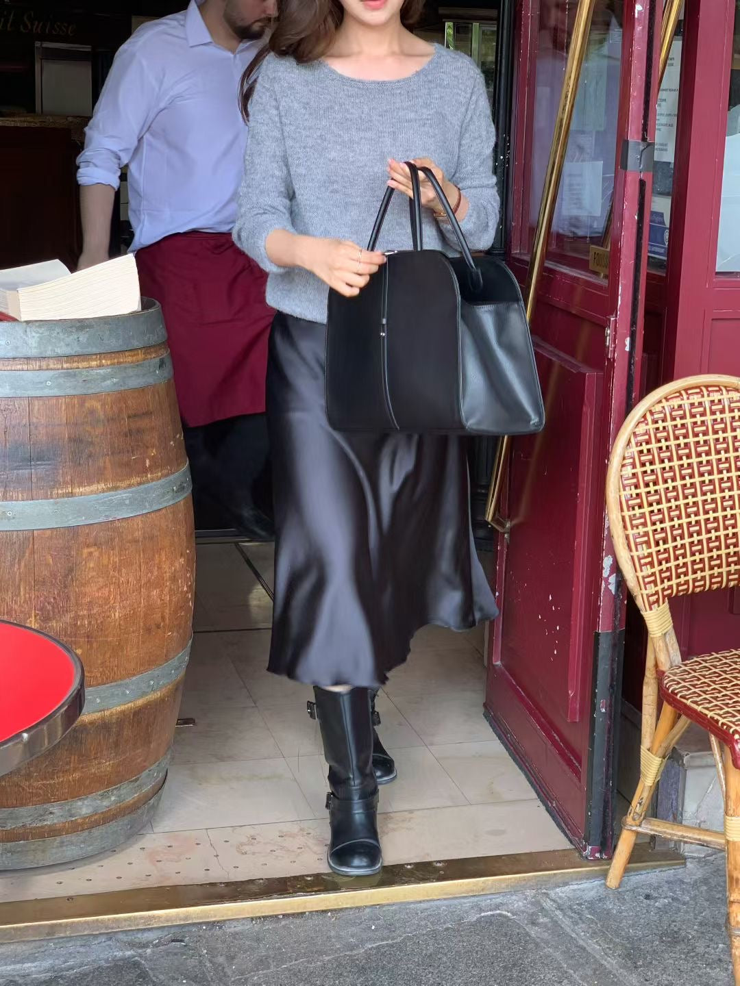 Satin Midi Length Skirt