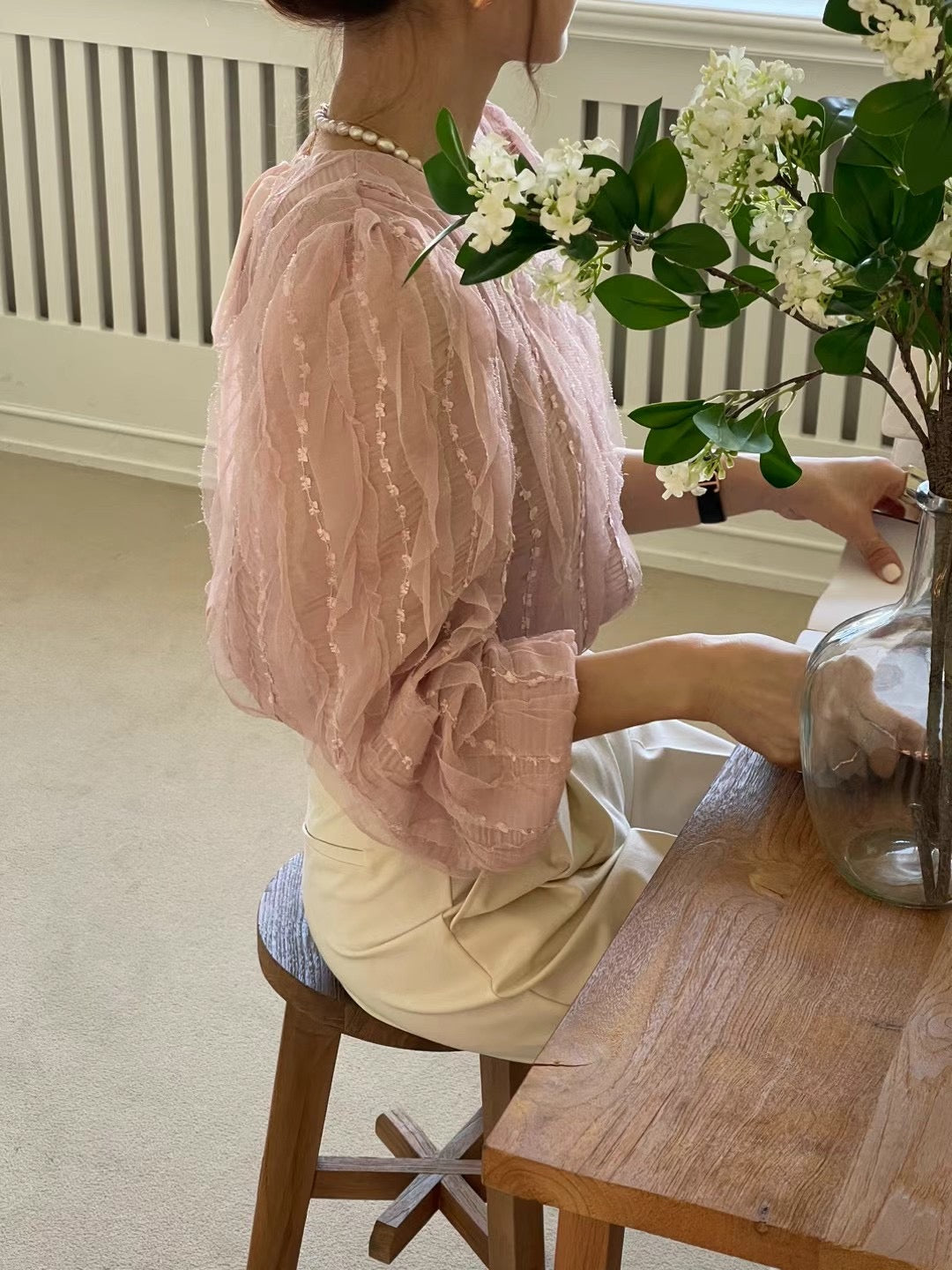 Romance Ruffles Chiffon Ribbon Blouse