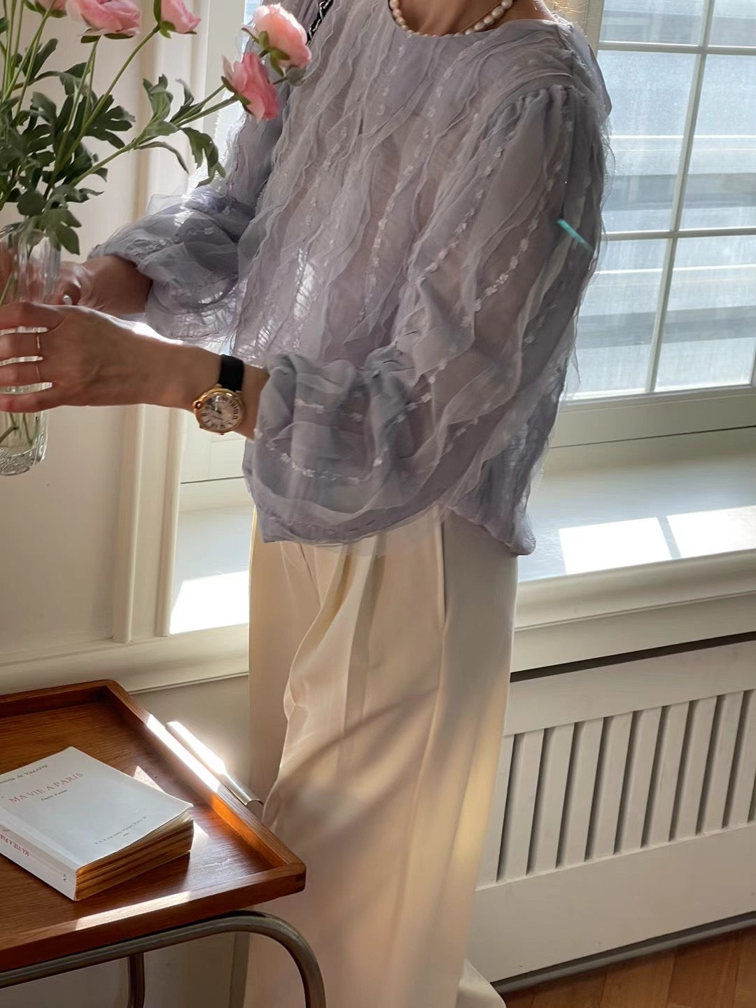Romance Ruffles Chiffon Ribbon Blouse