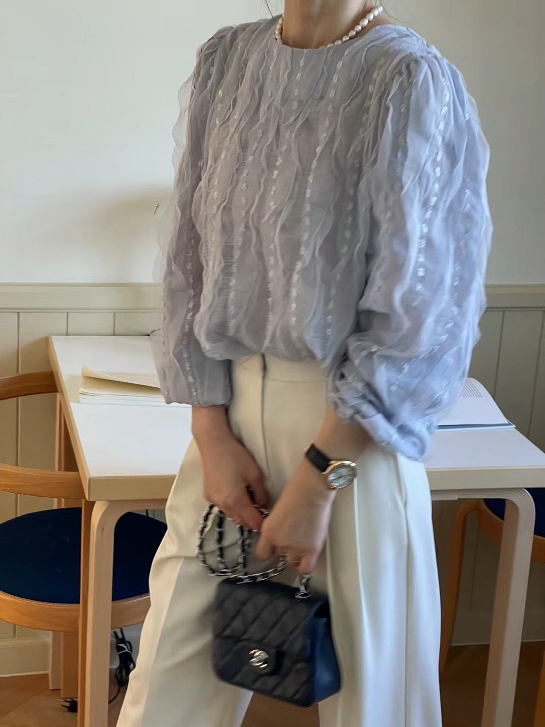 Romance Ruffles Chiffon Ribbon Blouse