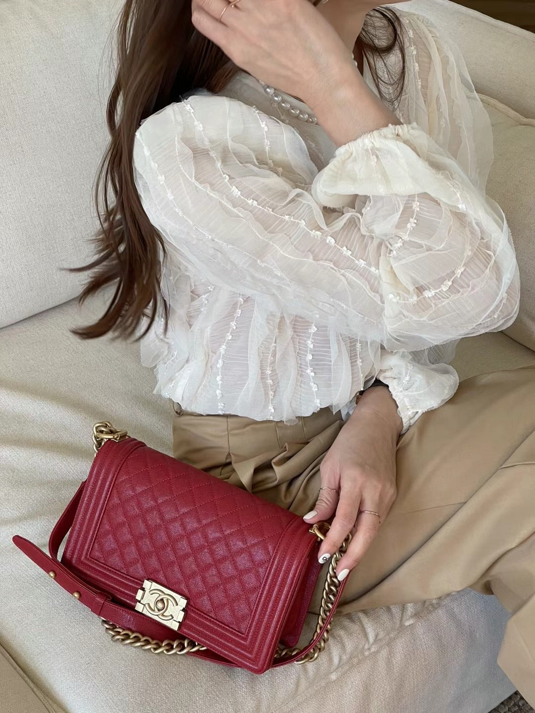 Romance Ruffles Chiffon Ribbon Blouse