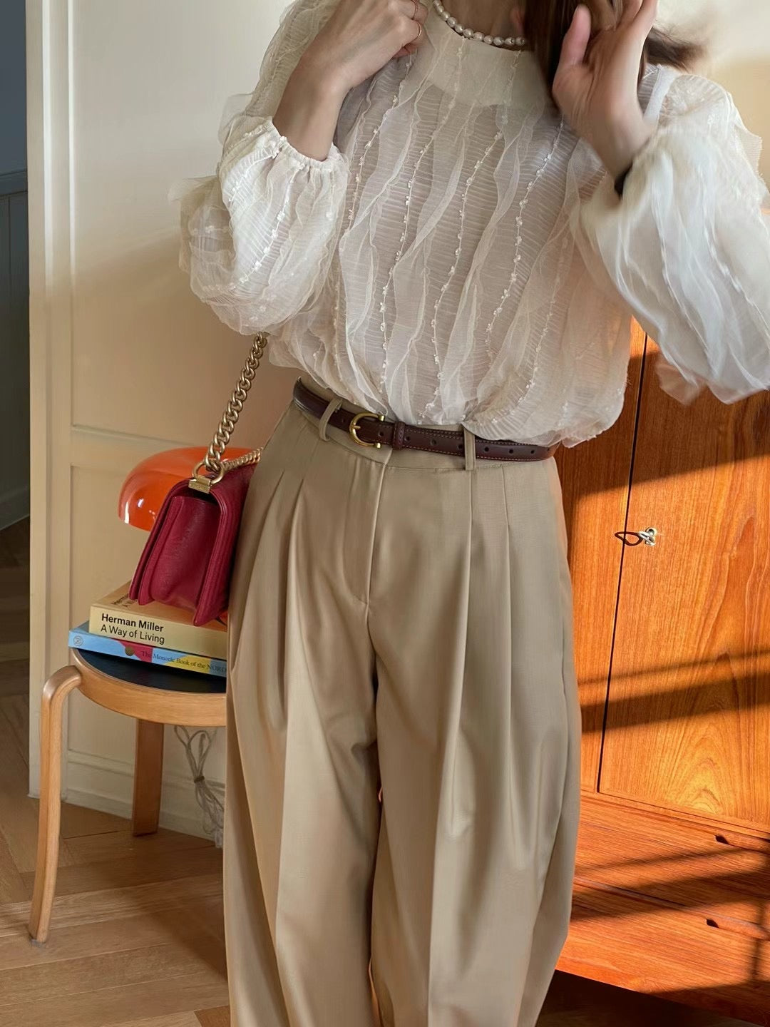 Romance Ruffles Chiffon Ribbon Blouse