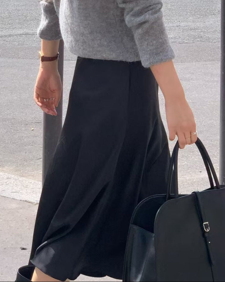 Satin Midi Length Skirt