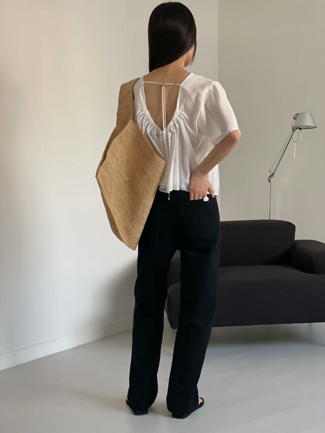 (Premium) Tied Back Blouse