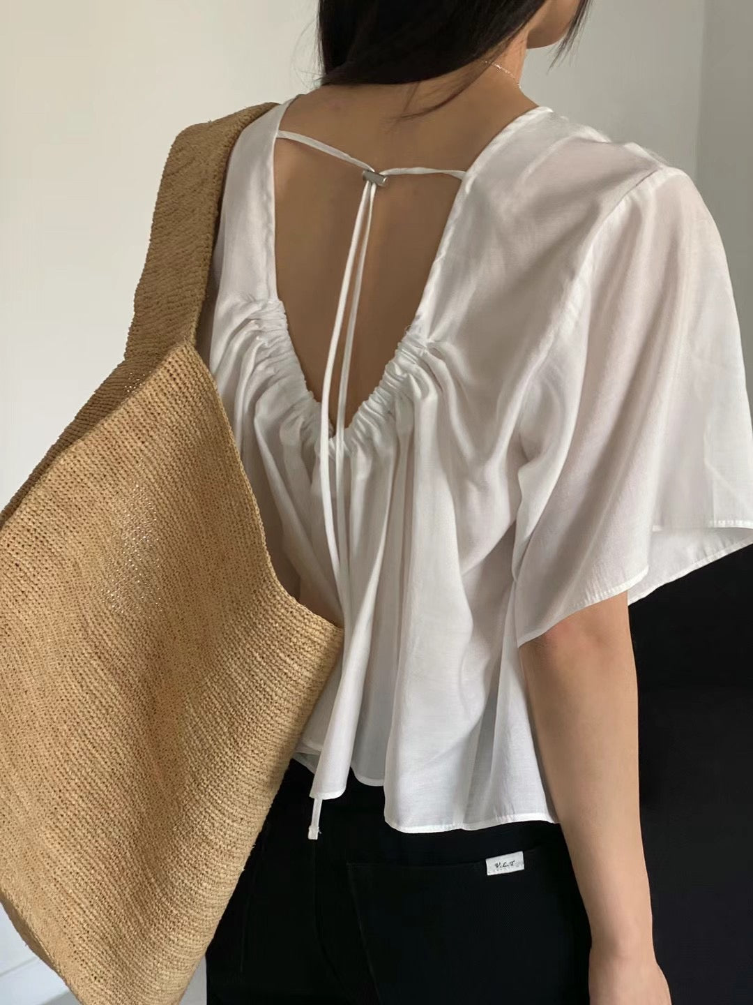 (Premium) Tied Back Blouse