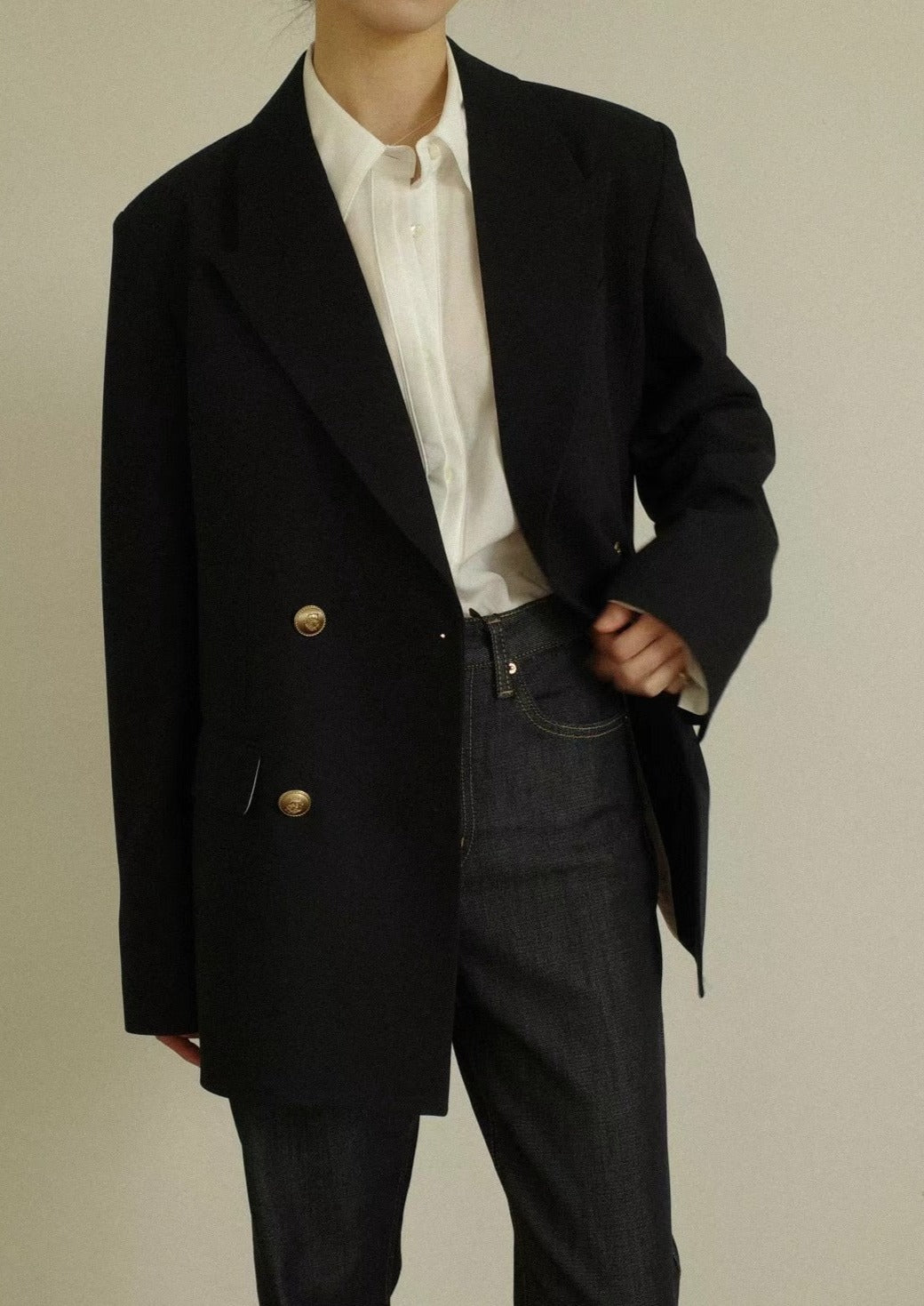 (Premium) Vintage Gold Buttons Blazer