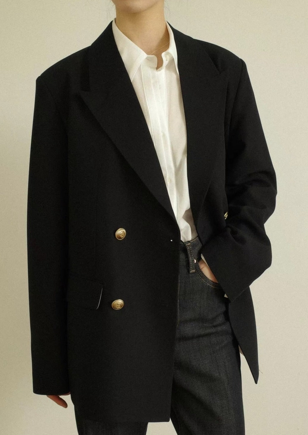 (Premium) Vintage Gold Buttons Blazer